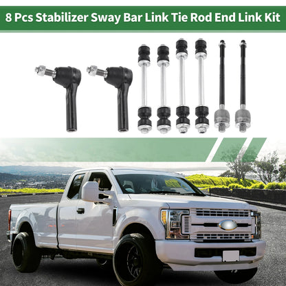 8 Pcs Front Suspension Kit Tie Rod Ends & Sway Bar Links for Ford