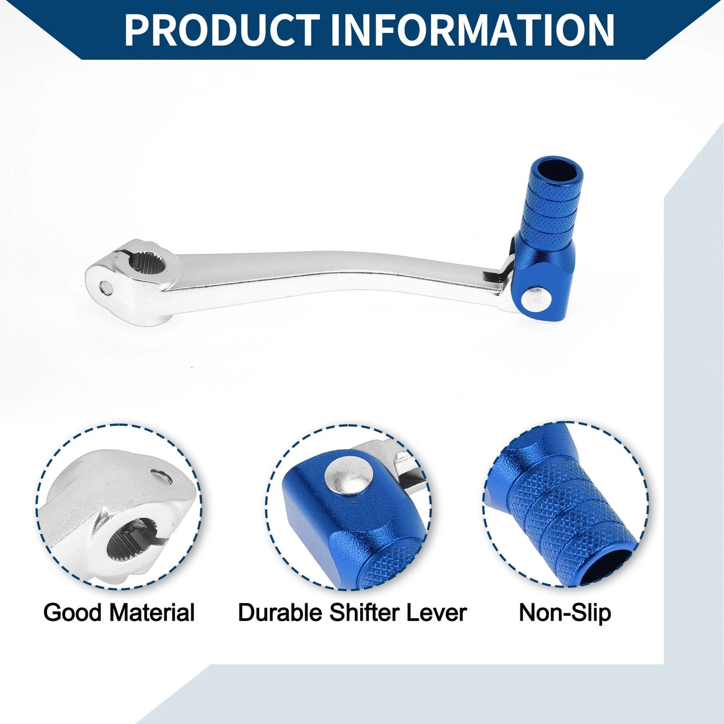 Folding Motorcycle Gear Shifter Lever Silver Tone Blue Head for Bosuer 125