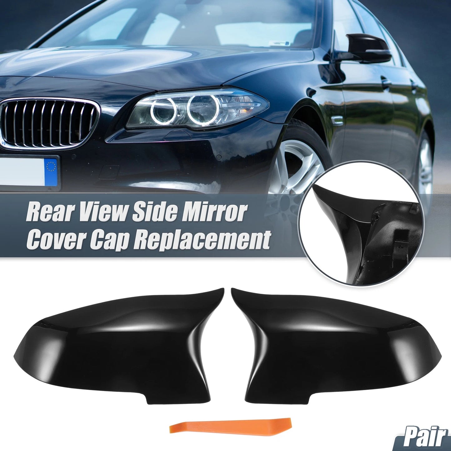 Rearview Mirror Cover Cap Gloss Black for BMW F10 F18 550i 650i 740Li