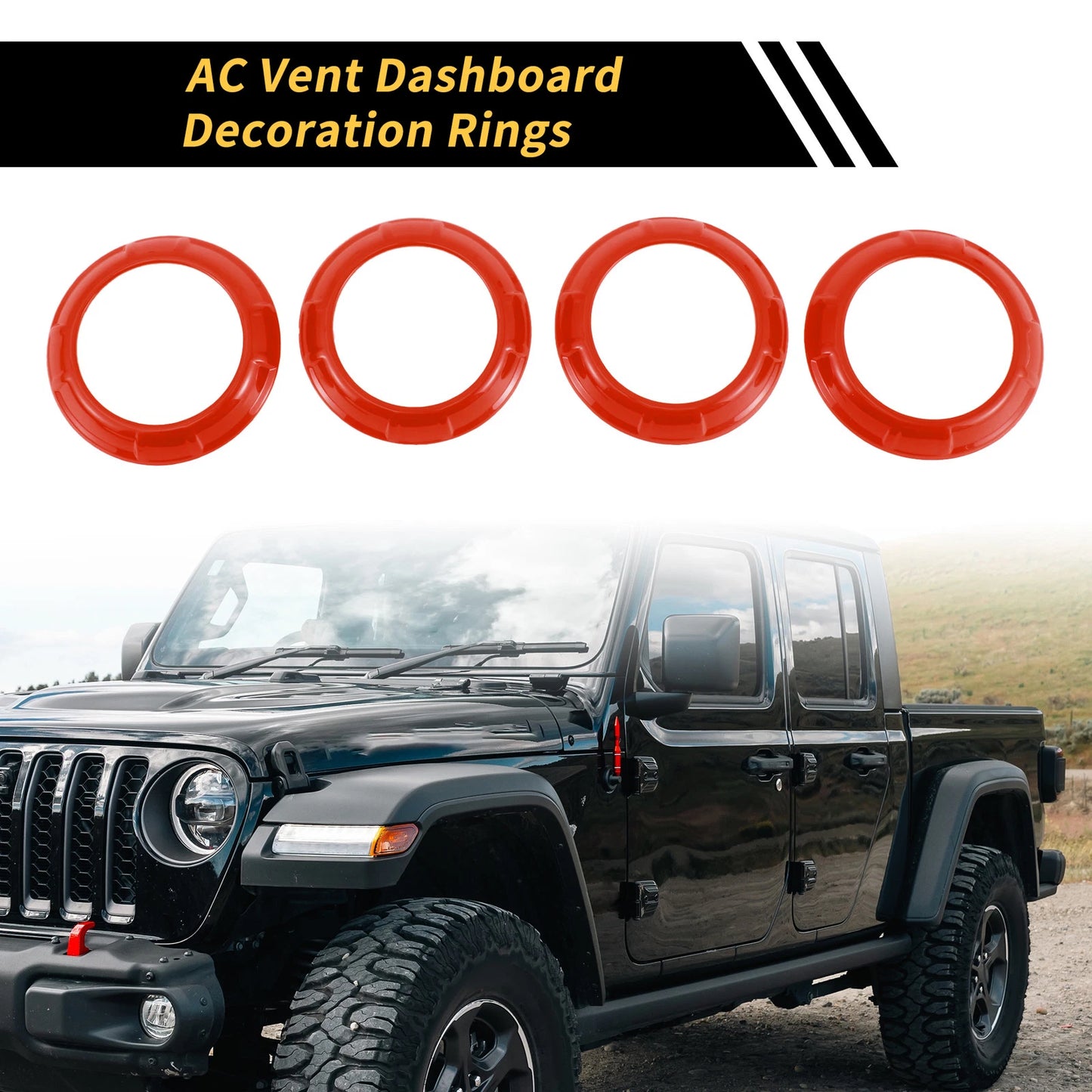 AC Vent Dashboard Decoration Ring for Jeep Wrangler JK JKU (2011-2017)