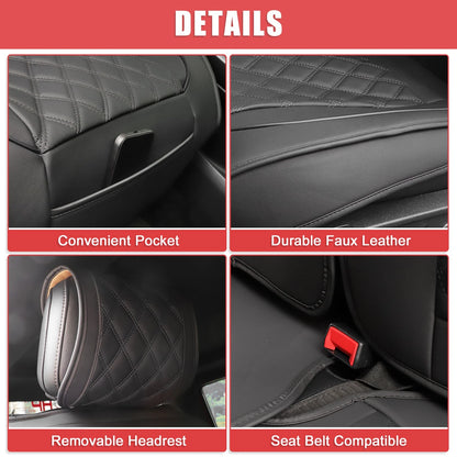 5 x Black Red Front Rear Seat Covers for Ford F-150 Crew Cab (2009-2023)