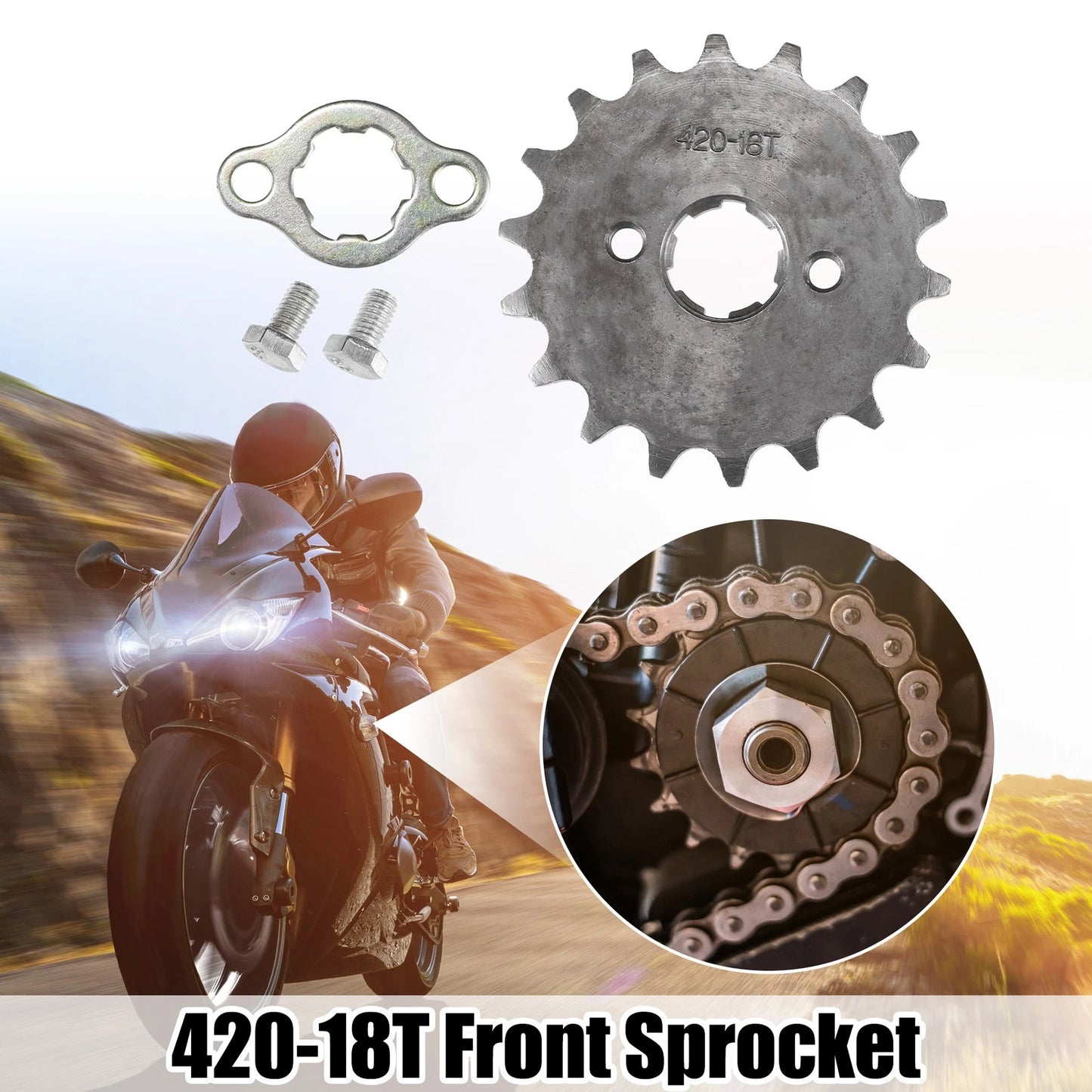 Set 420 18T 20mm Motorcycle Front Engine Sprocket for Dirt Bike Mini Bike