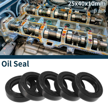 Oil Seal NBR Rubber 25x40x10mm Black 5Pcs