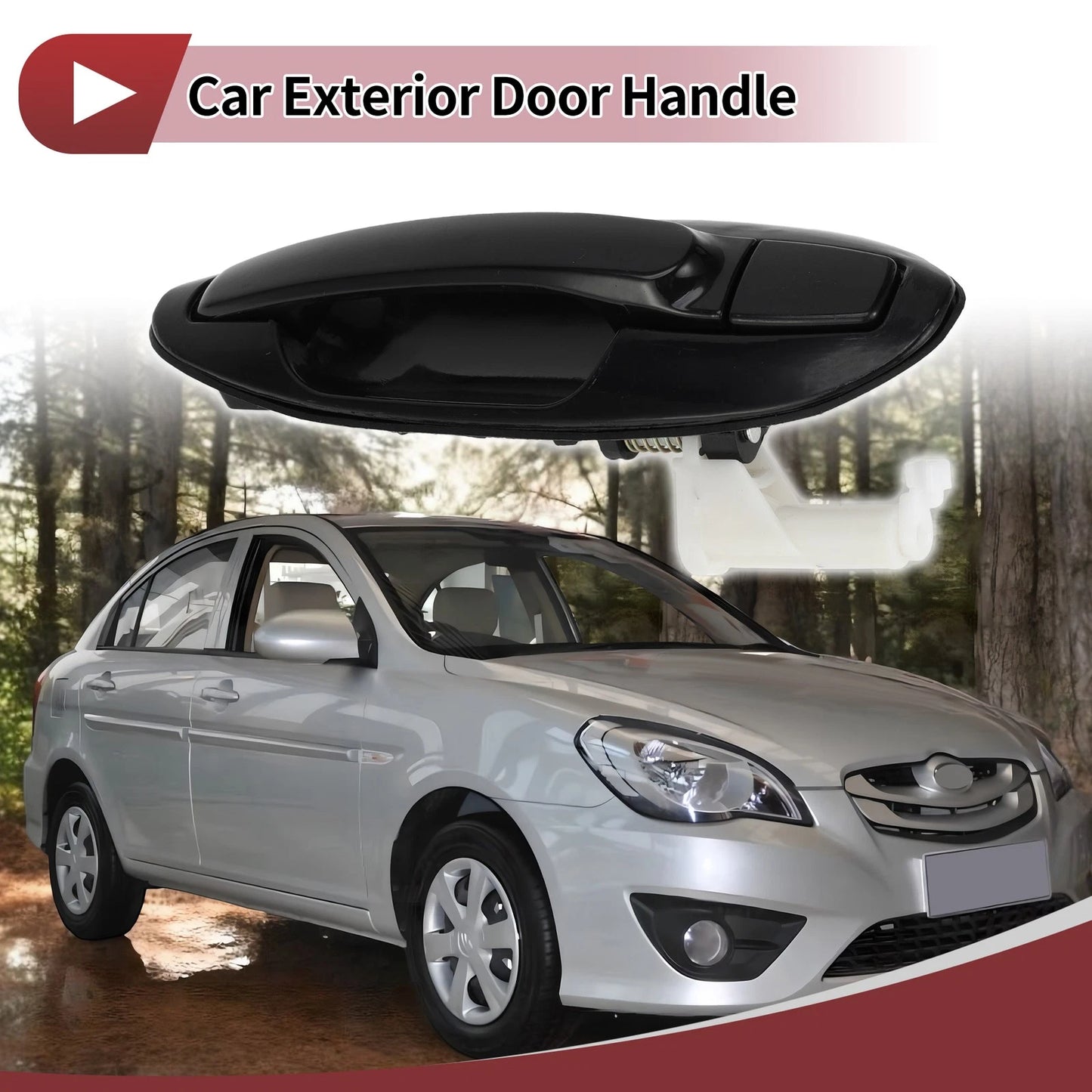Exterior Door Handle for Hyundai Sonata Rear Right Black ABS (2011-2019)