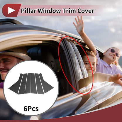 Black Carbon Fiber Door Pillar Window Trim for KIA Sorento (2016-2023)