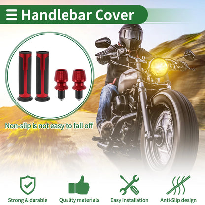 7/8" 22mm / 1 Set / Hand Grips Rubber Red for Universal Motorcycle
