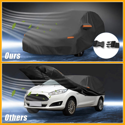 Waterproof All Weather Car Cover with Reflective Strap for Ford Fiesta Sedan
