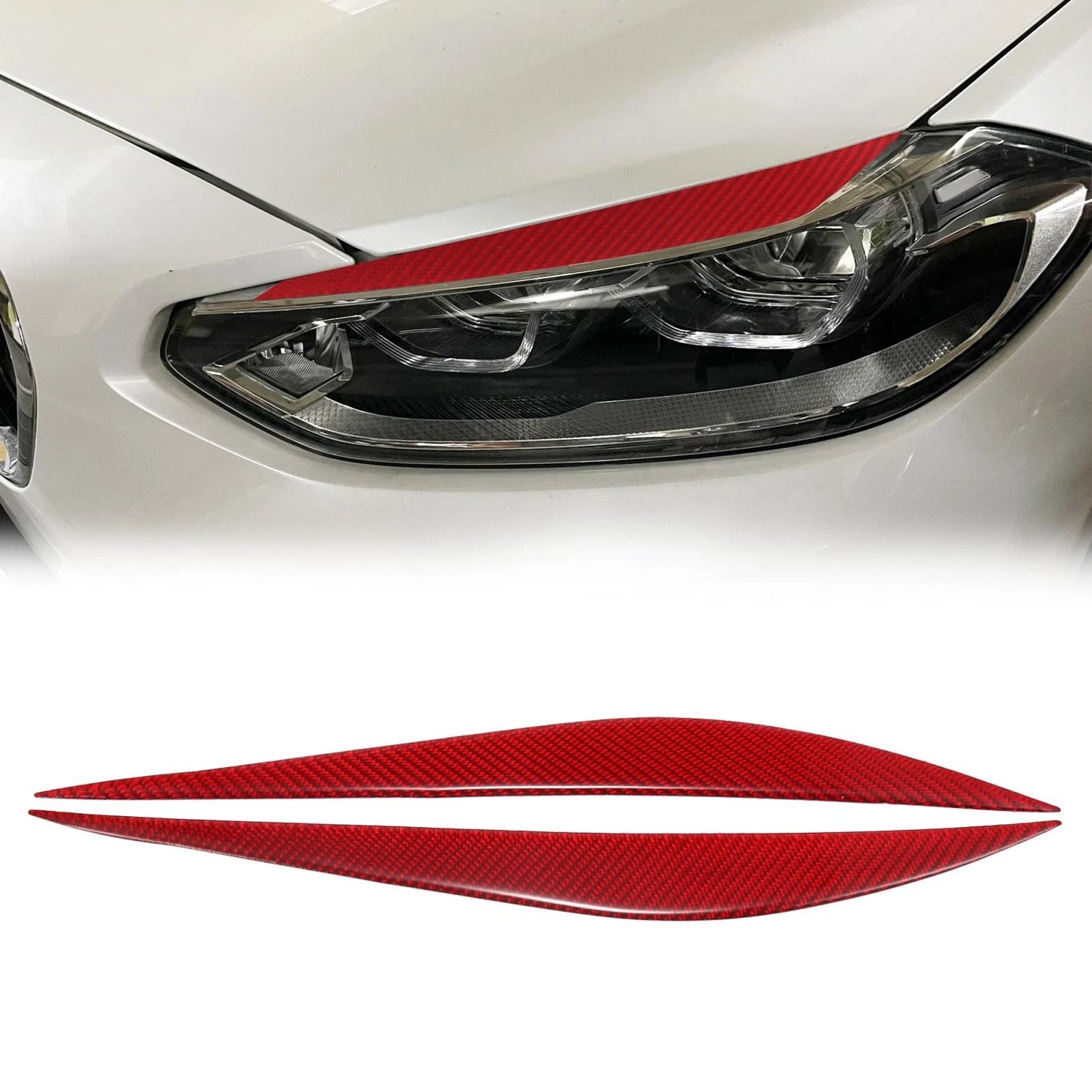 Headlight Eye Lid Cover Sticker for BMW F30 (2012-2019) - 1 Pair Carbon Fiber