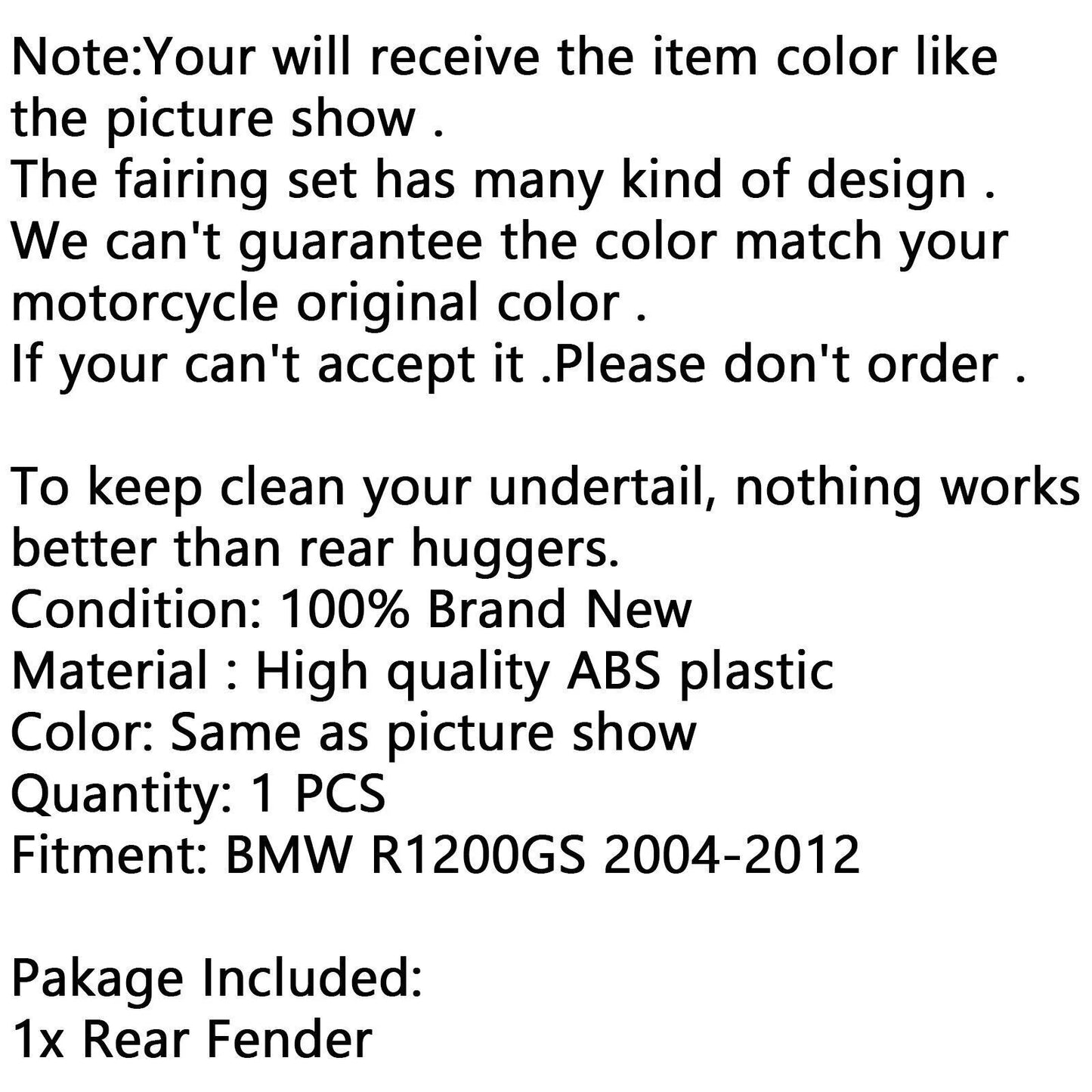 Rear Hugger Splashguard Fender for BMW R1200GS (2004-2012)