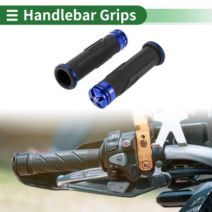 7/8" 22mm Hand Grip Cover Handlebar Grips Aluminum Blue 1 Pair for Motorcycle