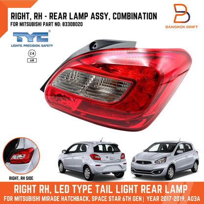 RH LED Tail Lamp for Mitsubishi Mirage Hatchback (2016-2019)