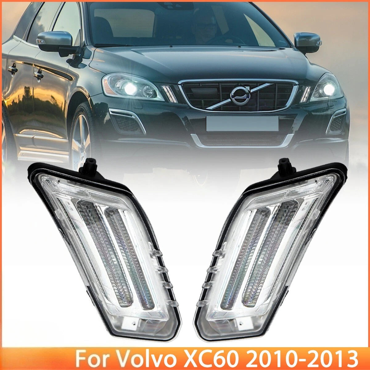 2 x DRL Daytime Running Lights LED Cold White for Volvo XC60 (2010–2013)