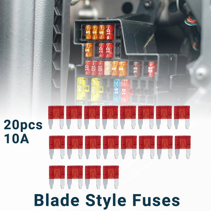 10A Mini Blade Fuses 20 x Short Circuit Protection for Car (Various Years)
