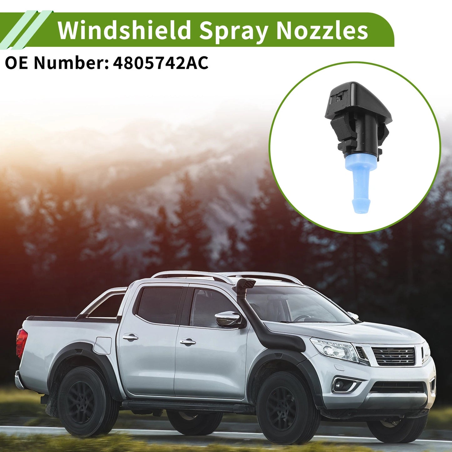Windshield Washer Nozzle w/ Hose Connector for Jeep