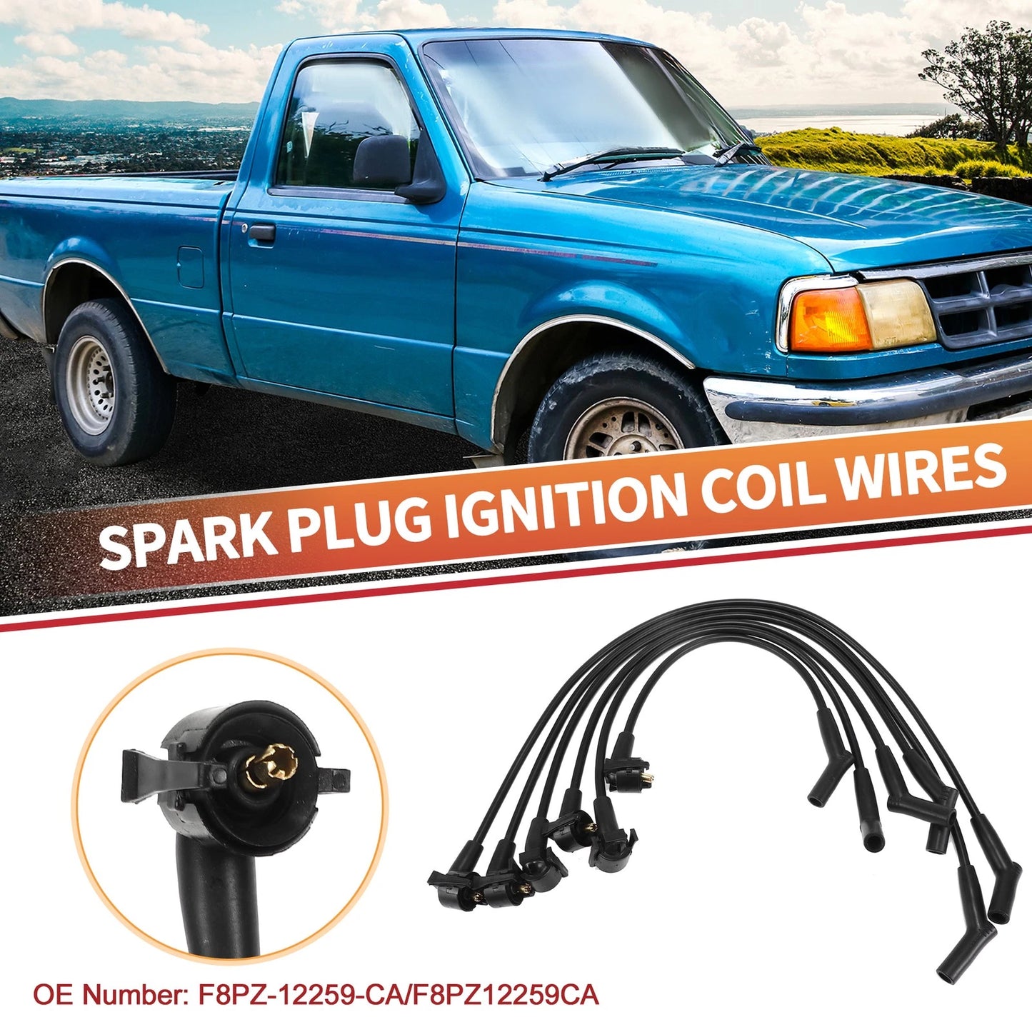 6 Pcs Spark Plug Wire Ignition Coil Cable for Ford Ranger (2001-2011)