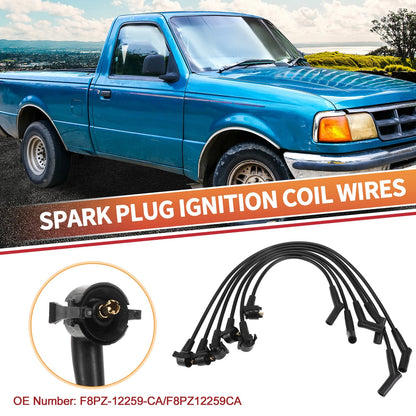 6 Pcs Spark Plug Wire Ignition Coil Cable for Ford Ranger (2001-2011)