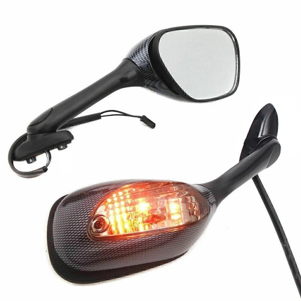 Carbon Fiber Rear View Mirrors w/ LED Signals for Suzuki GSXR1000 (2005-2015)