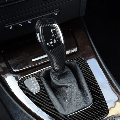 LHD Carbon Gear Shift Knob & Panel Cover Trim For BMW 3 Series E90 E91 E92 06-09