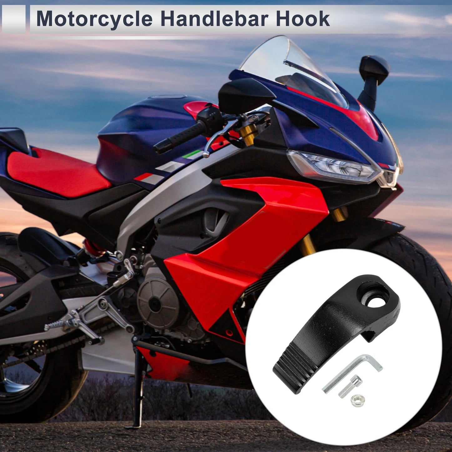 Rectangle Aluminum Hanging Hook / Hexagon / Wrench Nut Black for Motorcycle