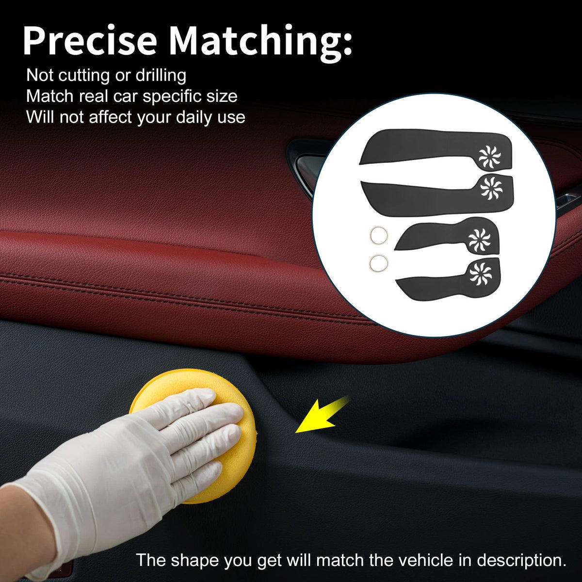 Car Door Anti Kick Pad Sticker Protector for Nissan Rogue (2014-2015) Black