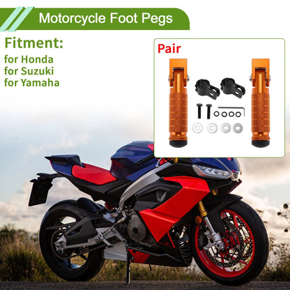 Motorcycle Foot Pegs for Honda, Suzuki, Yamaha - Rear Brake Pedal - Orange