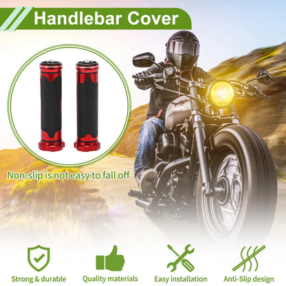 Handlebar Grips Aluminum Alloy Red 7/8" 22mm for Motorcycle