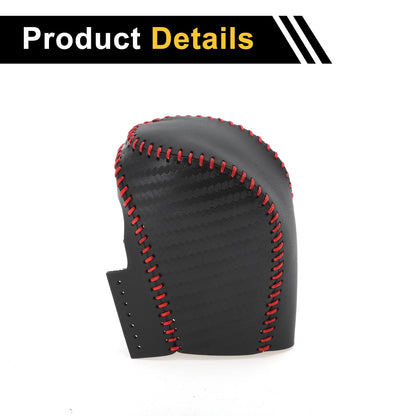 Car Gear Shift Knob Cover for Honda Civic (2016-2021) Black Red Faux Leather