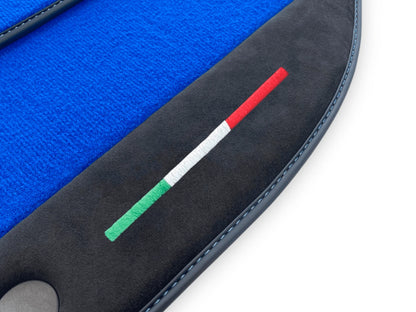 Blue Floor Mats for Ferrari 458 GT2 (2012-2015) Alcantara Leather - AutoWin
