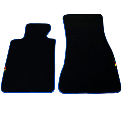 AutoWin Black Floor Mats for BMW X6 Series E71 SUV (2008-2014) Blue Trim