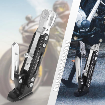 Kickstand Side Support Stand Kit CNC Aluminum Alloy Silver Tone for Motorcycle