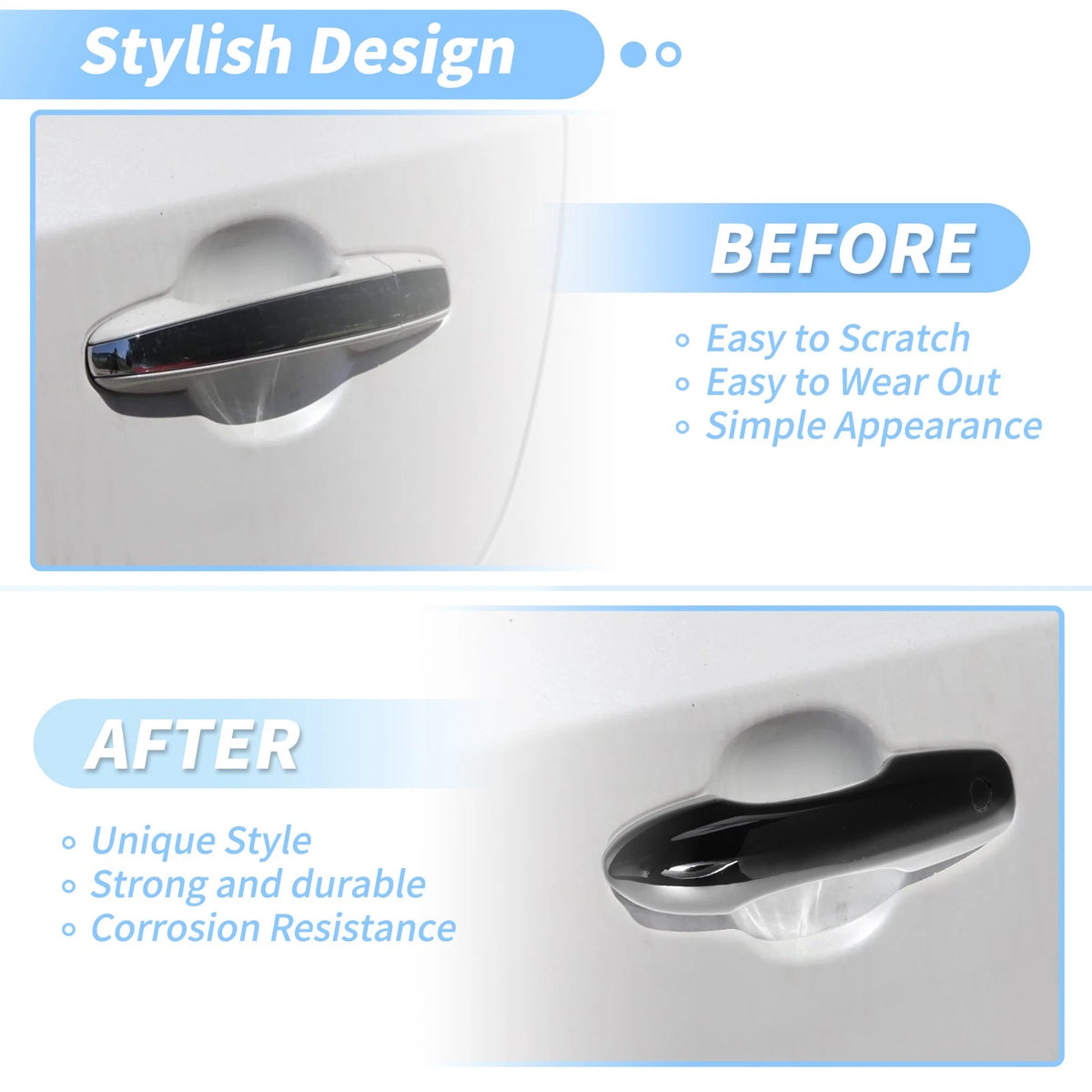 Glossy Black Door Handle Cover for Toyota Camry Corolla (2019-2025)