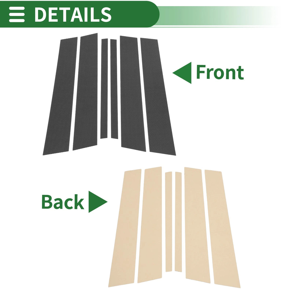 6 x Door Pillar Window Trim Carbon Fiber for BMW X1 (2009-2015)