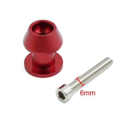 2 x 6mm Red Aluminum Alloy Swingarm Spool Slider Stand Bobbins for Motorcycle