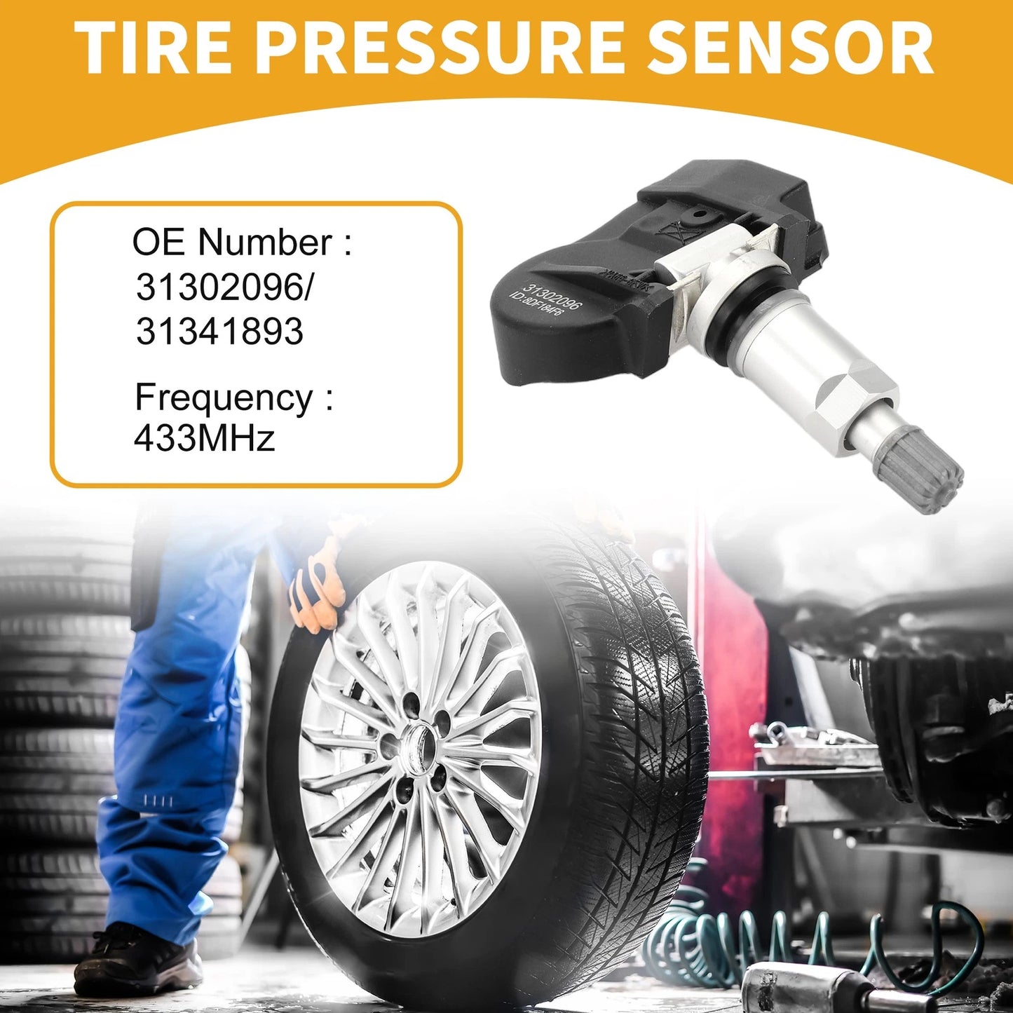 Tire Pressure Sensor 433MHz for Volvo S60 (2011-2018) 1 x Pc