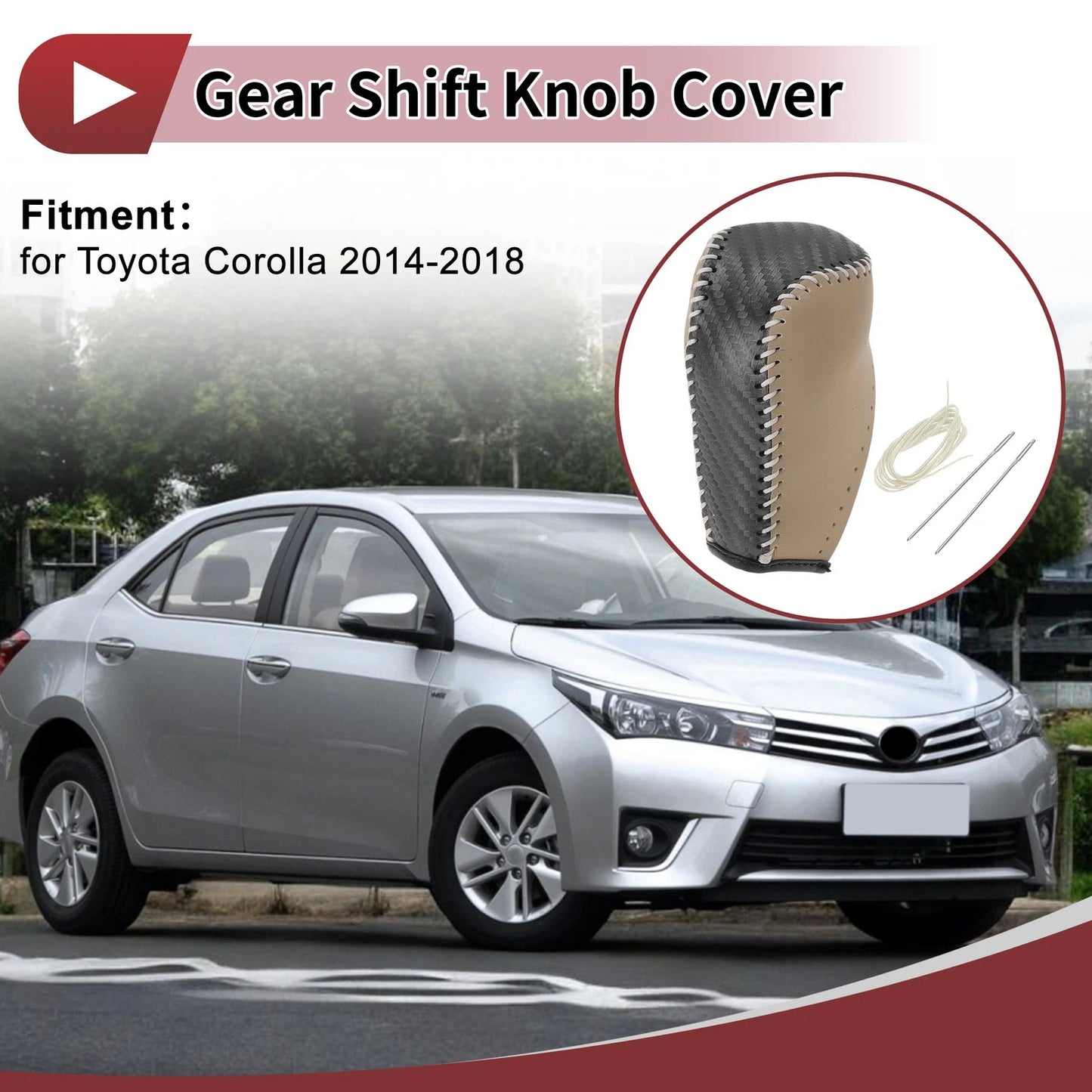 Gear Shift Knob Cover for Toyota Corolla (2014-2018) Beige Faux Leather