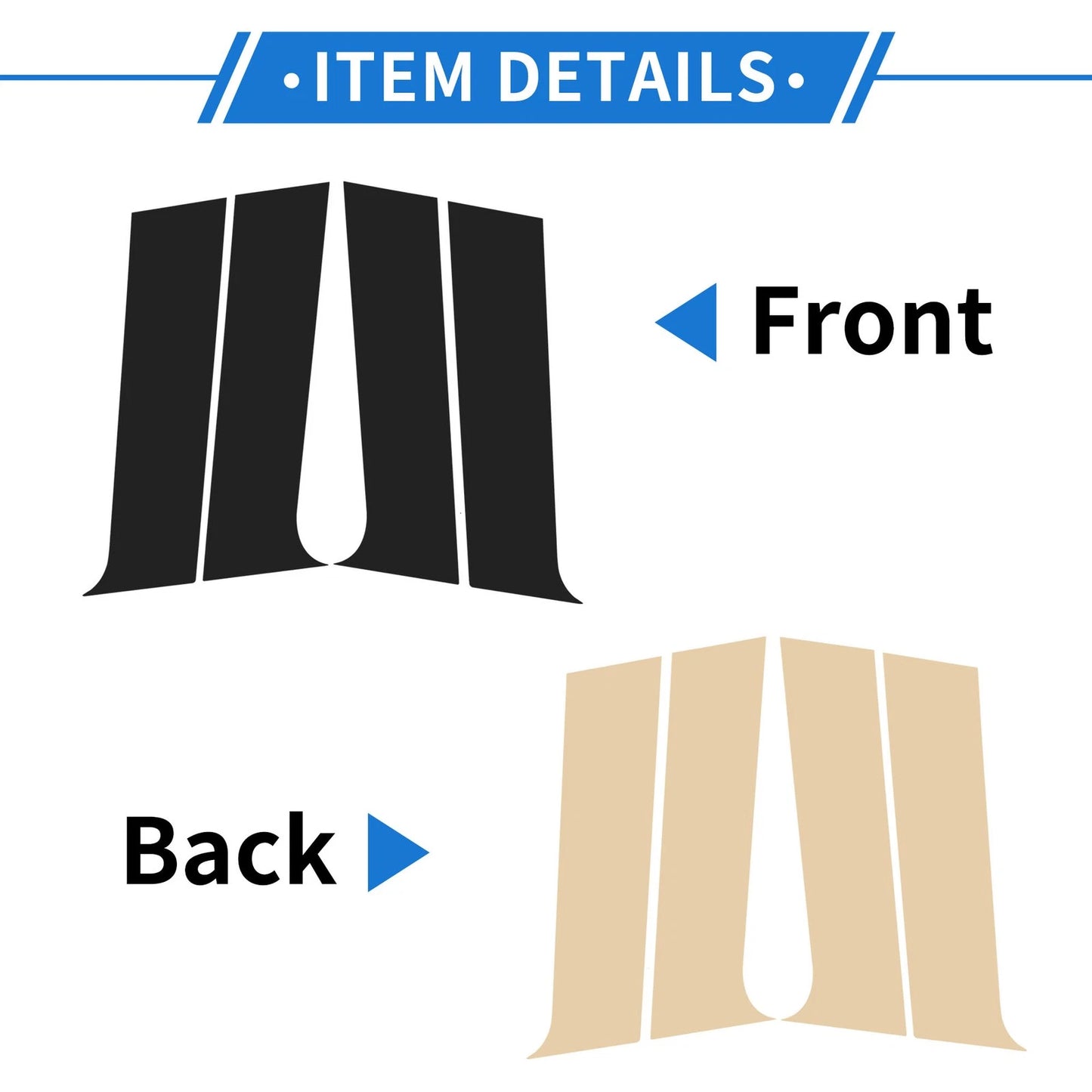 4 Pcs Door Pillar Window Trim for Peugeot 301 (2014-2019) Black