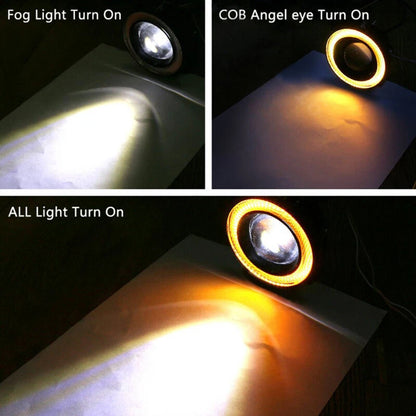 2 x 2.5" Round Amber Angel Eye Halo LED Projector Fog Lights for ATV Truck Car