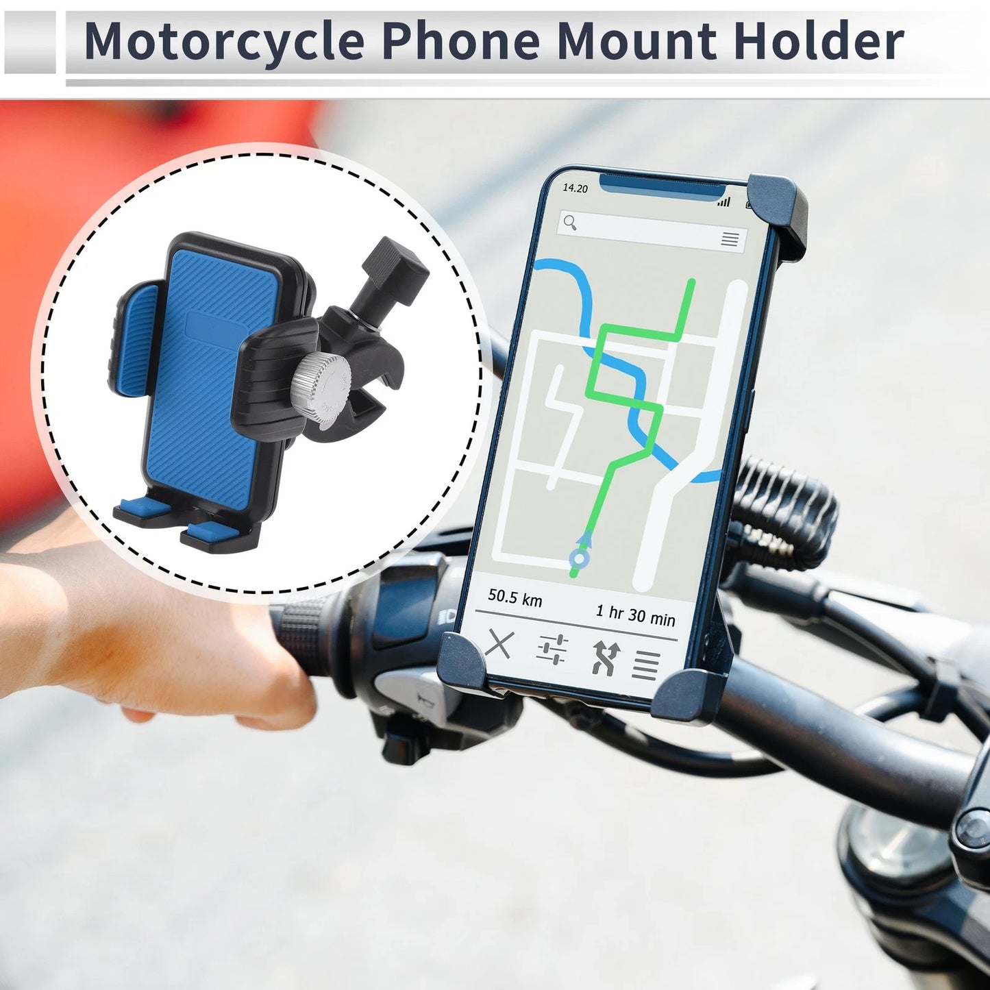 Motorcycle Phone Mount Holder 4.7-7.2 Phones Aluminum Alloy Blue for Motorcycle