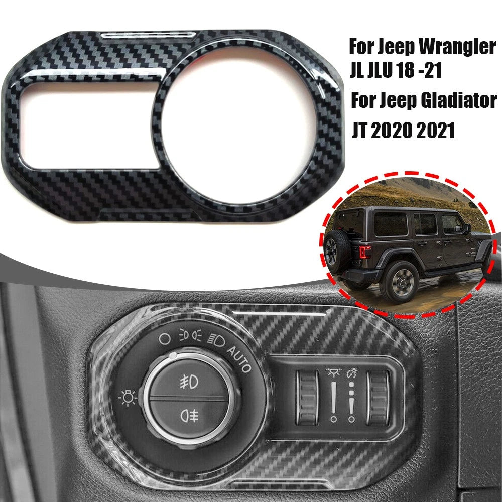 Carbon Fiber Headlight Switch Knob Cover for Jeep Gladiator JT (2020–2021)