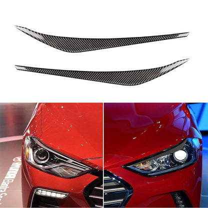 Carbon Fiber Headlight Sticker Eyelid Cover Eyebrows fit for Hyundai Elentra