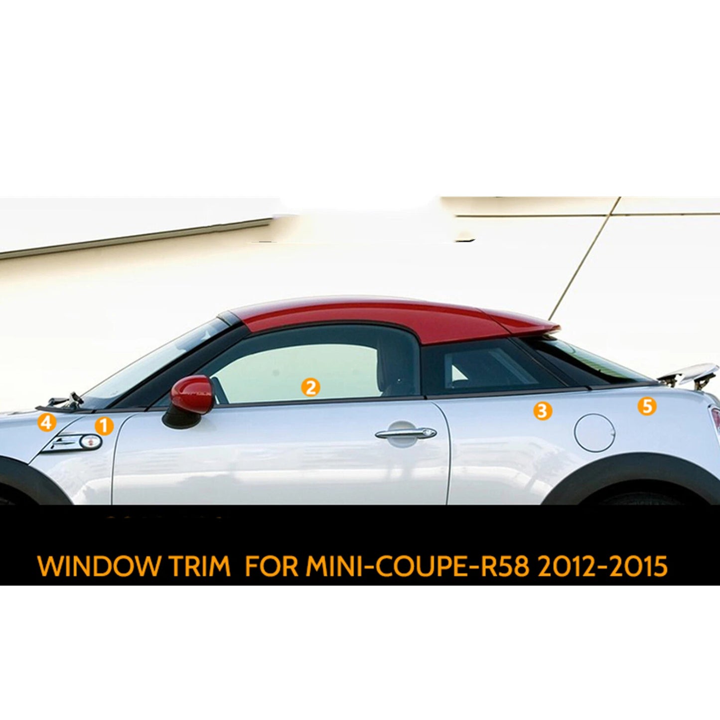 Window Strip Moulding Trim for MINI Cooper R58 (2012-2015) Chrome Black