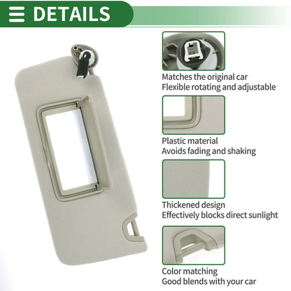 Left Sun Visor with Mirror & Light for Honda Accord (2008-2012)