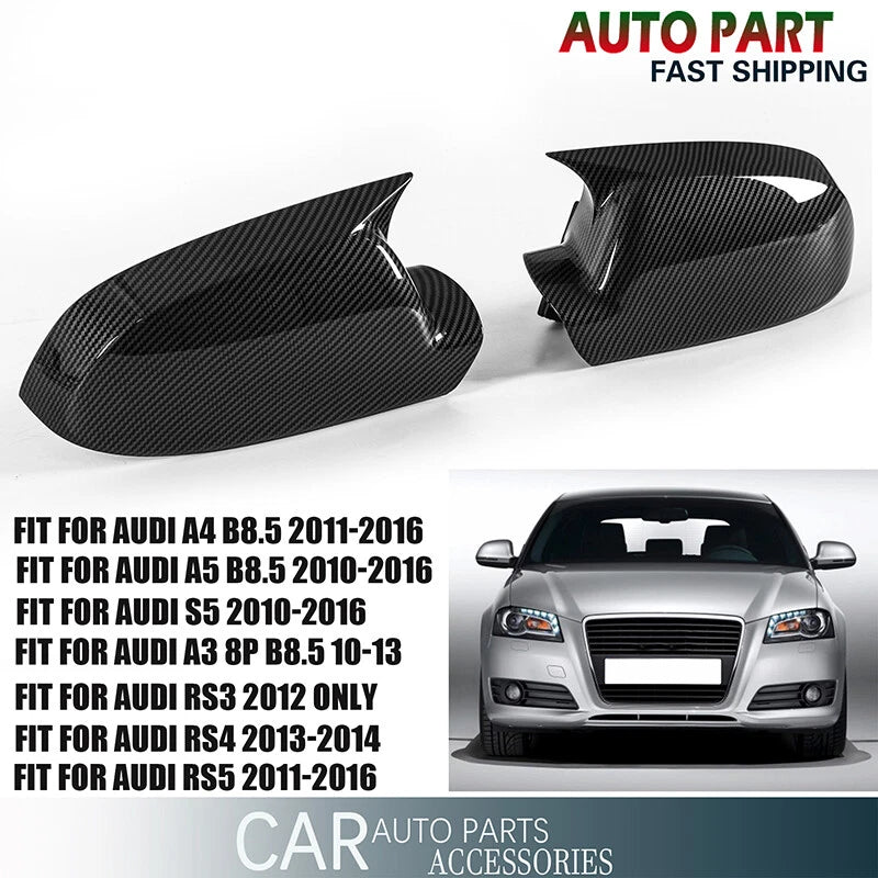 Carbon Style Wing Mirror Cover Cap for Audi A3 S3 Q3 A4 A5 A6 A8 RS6 (2009)