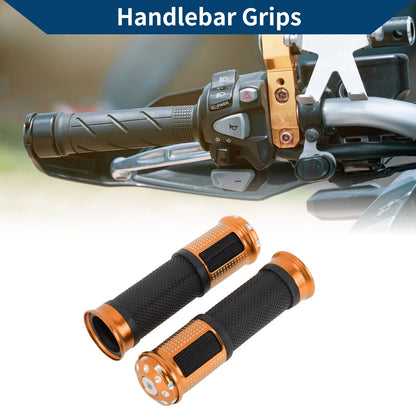 23 x 25 mm Hand Grips Cover Aluminum Alloy Rubber Orange 1 Pair for Motorcycle