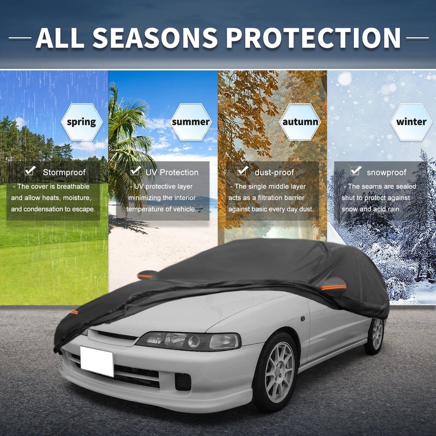 Waterproof Aluminum Film Car Cover for Acura Integra Driver Door Zipper