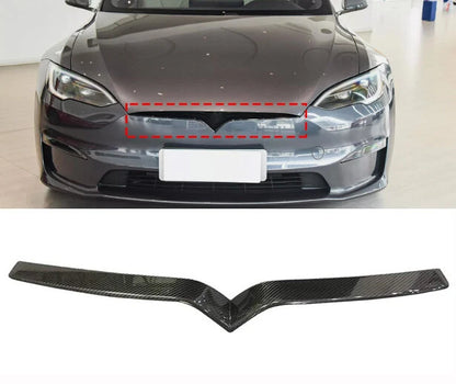 Carbon Fiber Front Central Grille Cover Trim Molding For Tesla Model S 2017-2020
