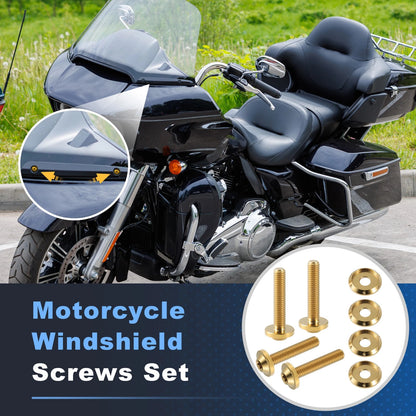 4x Motorcycle Windshield Screws Gold for Harley Touring FLTRX Road Glide (2015–2023)
