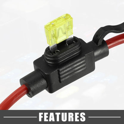 20A Mini Blade Style Fuse Set with 12 AWG Holder for Car