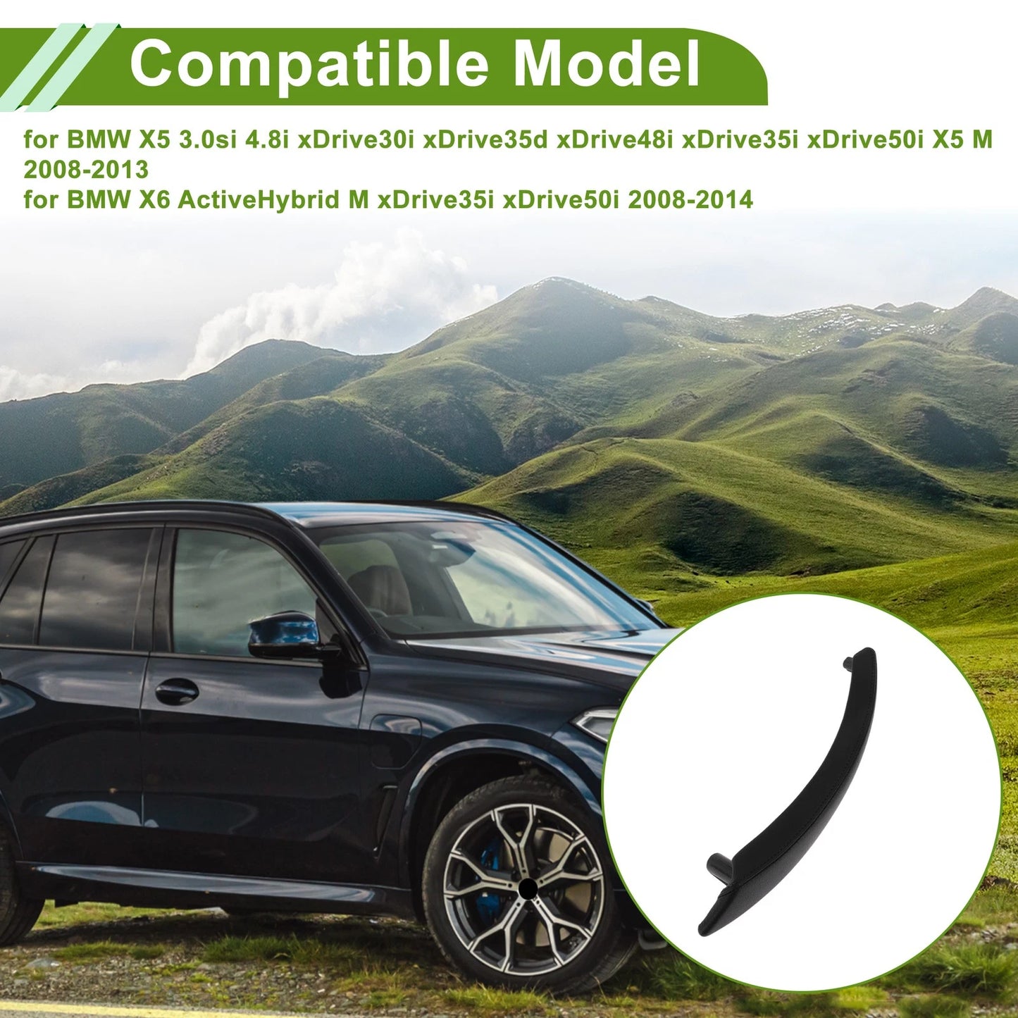 Door Panel Handle Pull Trim Cover for BMW X5 (2008-2013) Black