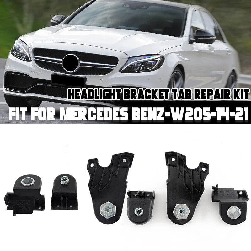 Headlight Bracket Repair Kit 6 x ABS for Mercedes Benz C-Class W205 (2019-2021)